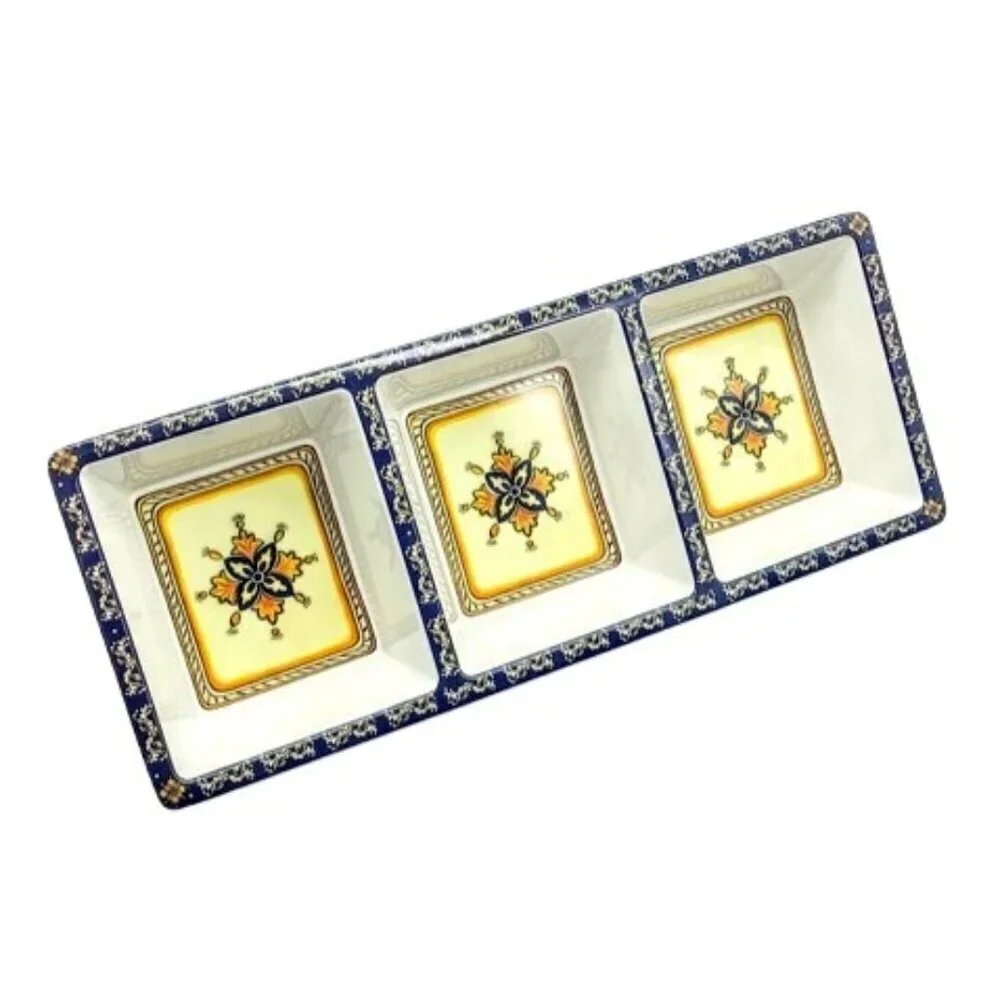 Le Cadeaux Malaga 3-Section Melamine Serving Tray NWT